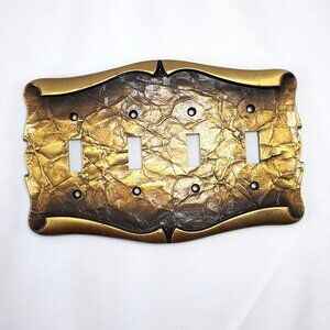 VTG Amerock Carriage House quadruple Brass 4-Gang Light Switch Cover Plate